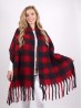 Plush Speckled Checker Scarf W/ Long Fringe